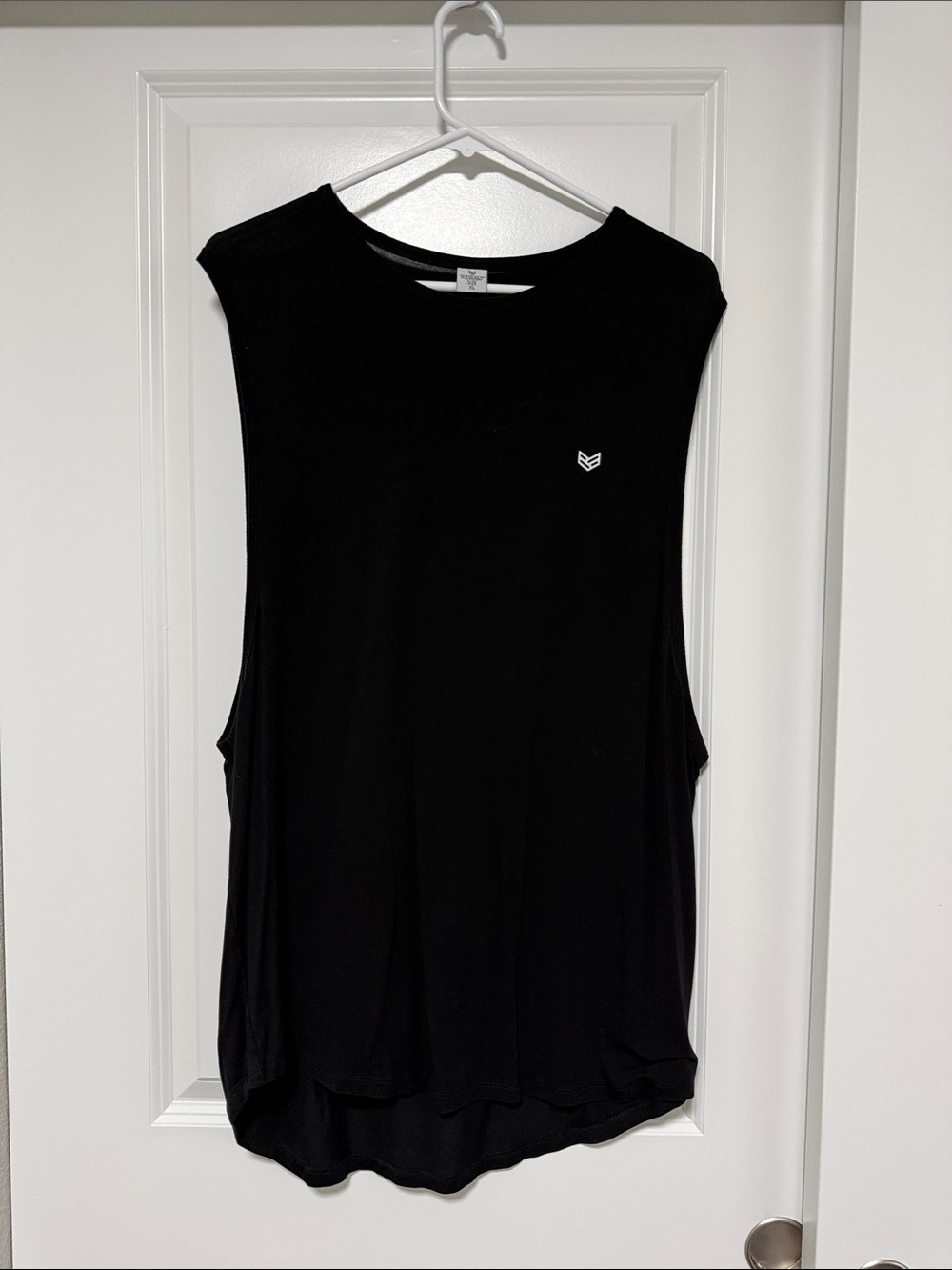 Black Muscle Tank Top with Minimal Chest Emblem Mens